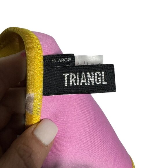 Triangl yellow floral scuba Neoprene Bikini top is medium bottom is XL - Picture 10 of 13